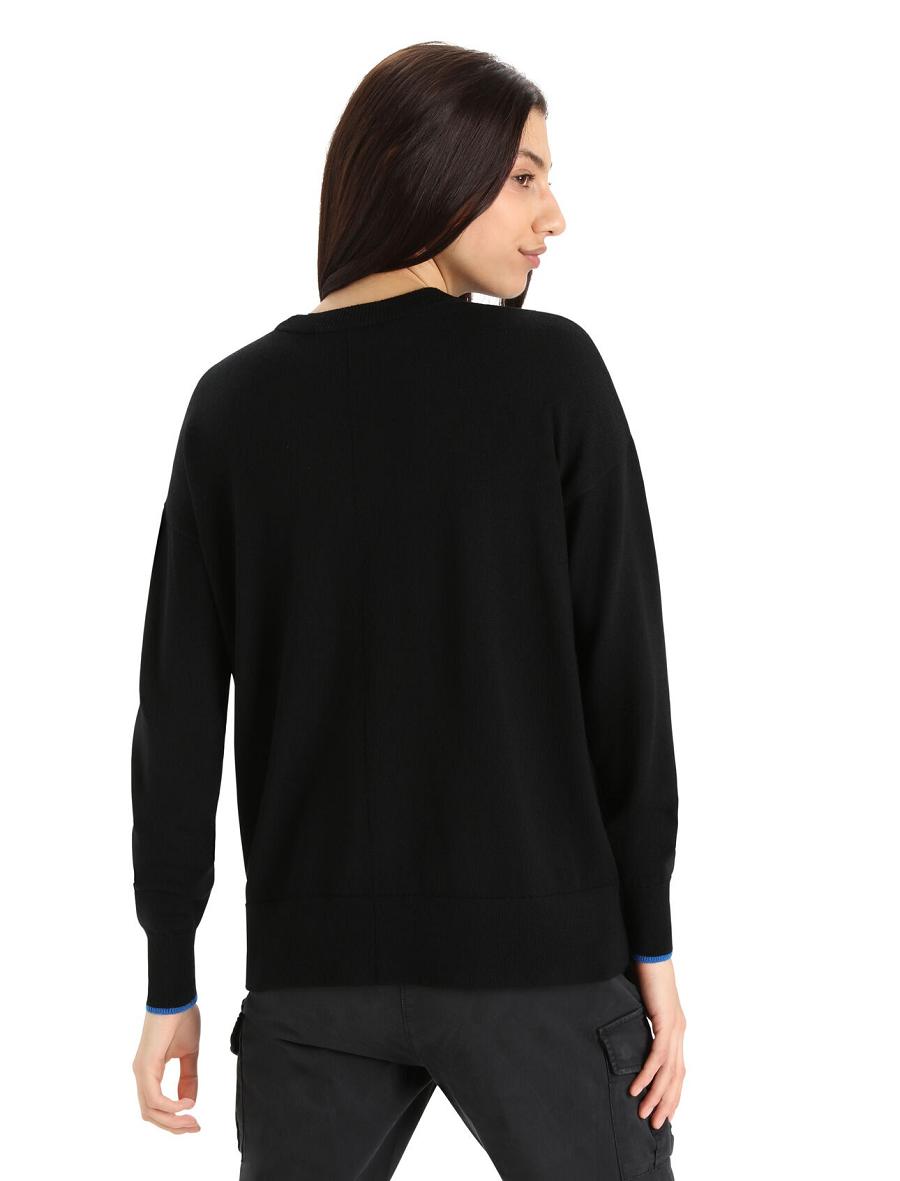 Chandails Icebreaker Merino Shearer Crewe Femme Noir | FR 1632CTVE